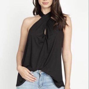 | Ellis Twist Neck Top - Black